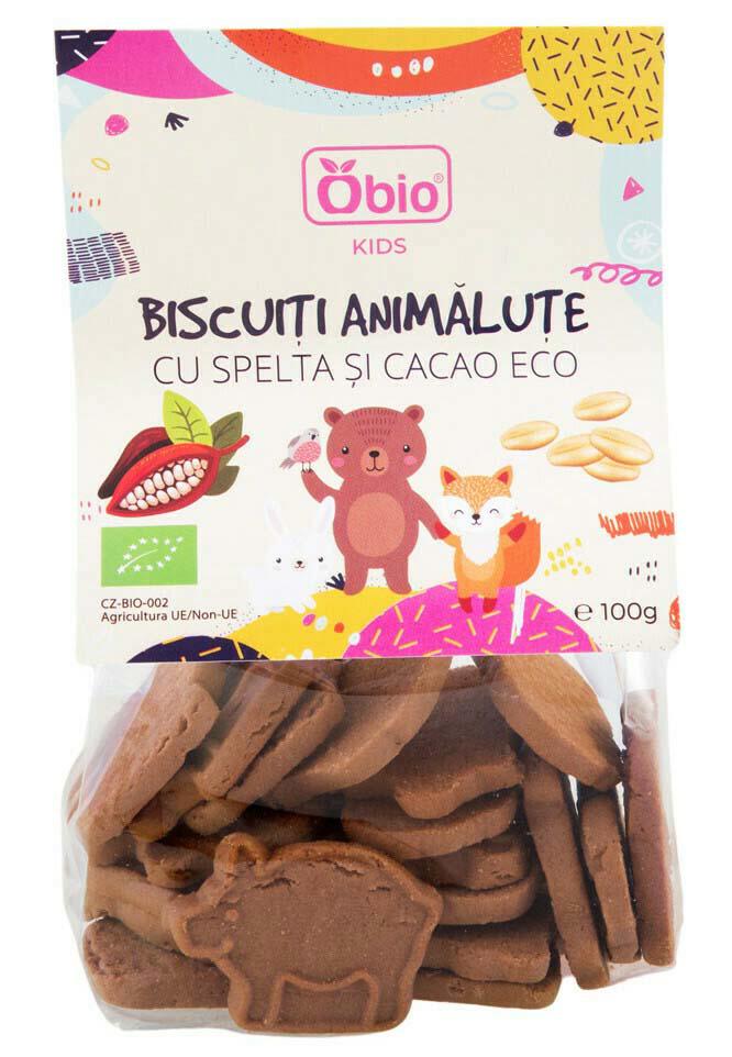 Biscuiti Animalute cu Spelta si Cacao Eco 100 grame Obio