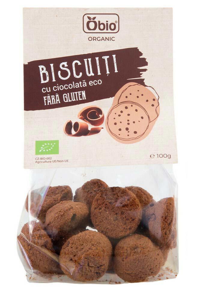 Biscuiti cu Ciocolata Fara Gluten Eco 100 grame Obio