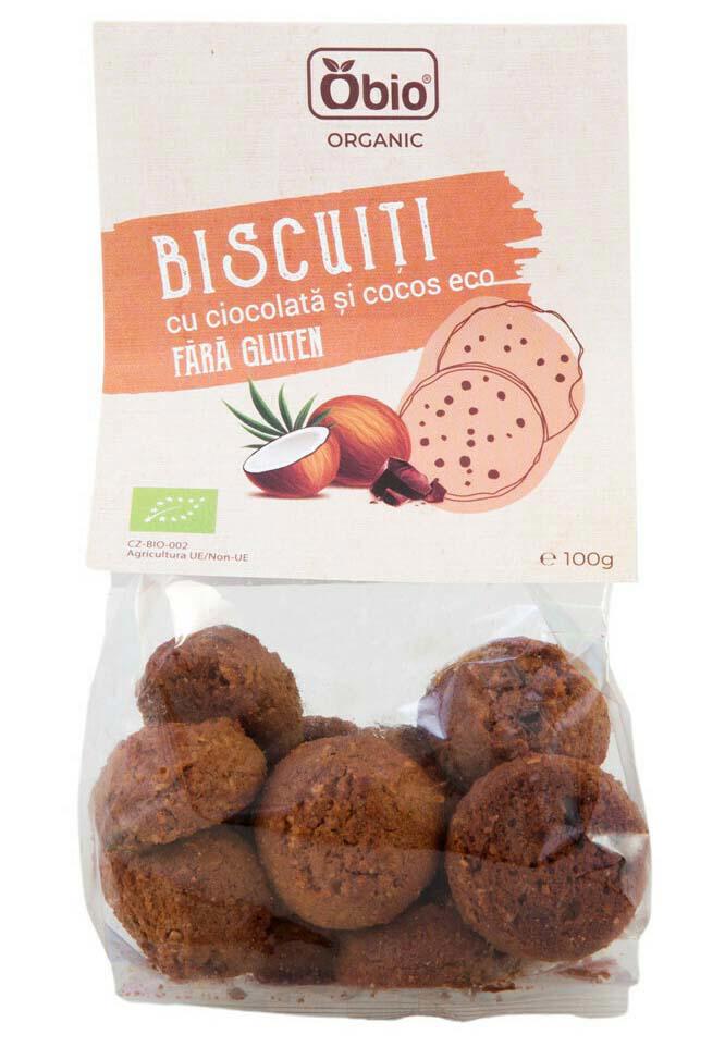 Biscuiti cu Ciocolata si Cocos Fara Gluten Eco 100 grame Obio