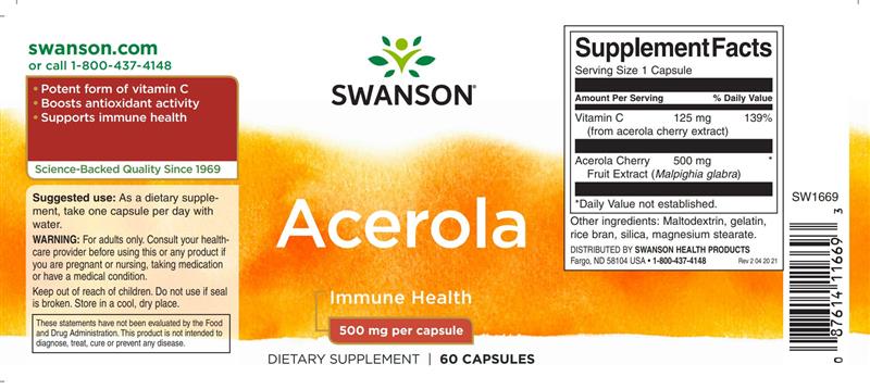 Acerola 500 mililgrame 60 capsule Swanson