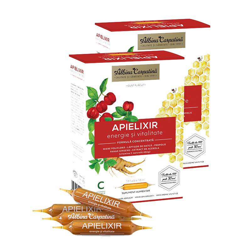 Apielixir Energie si Vitalitate 10 mililitri 20+10 fiole Albina Carpatina Apicola Pastoral Georgescu