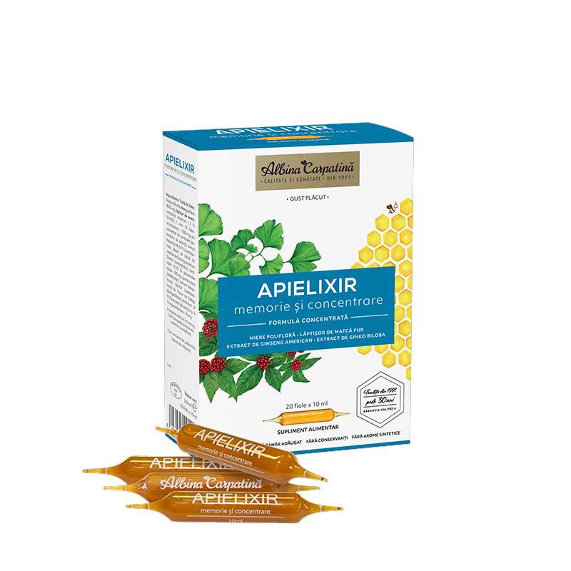 Apielixir Memorie si Concentrare 20 fiole x 10 mililitri Albina Carpatina