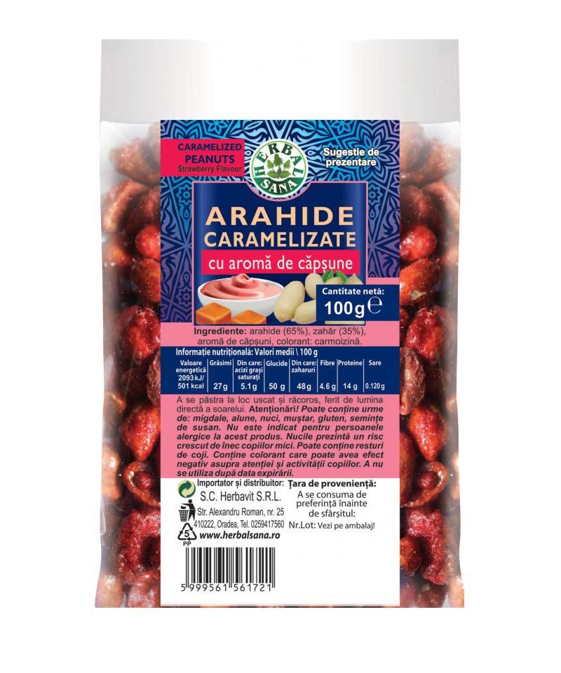 Arahide Caramelizate cu Aroma de Capsune 100 grame Herbal Sana Herbavit