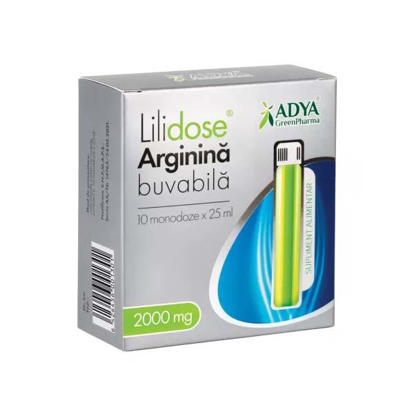 Arginina Buvabila 2000 miligrame Lilidose 10 monodoze x 25 mililitri Adya Green Pharma