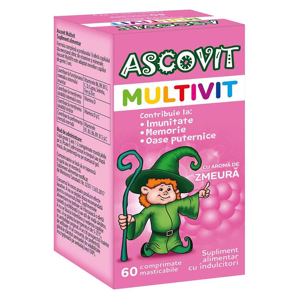 Ascovit Multivit 60 comprimate cu Aroma de Zmeura Omega Pharma Perrigo