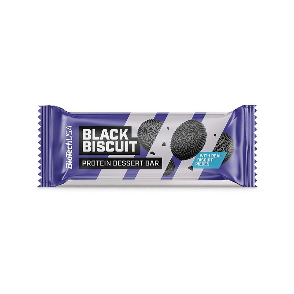 Baton Proteic Fara Gluten Dessert Bar Black Biscuit 50 grame Bio Tech Usa