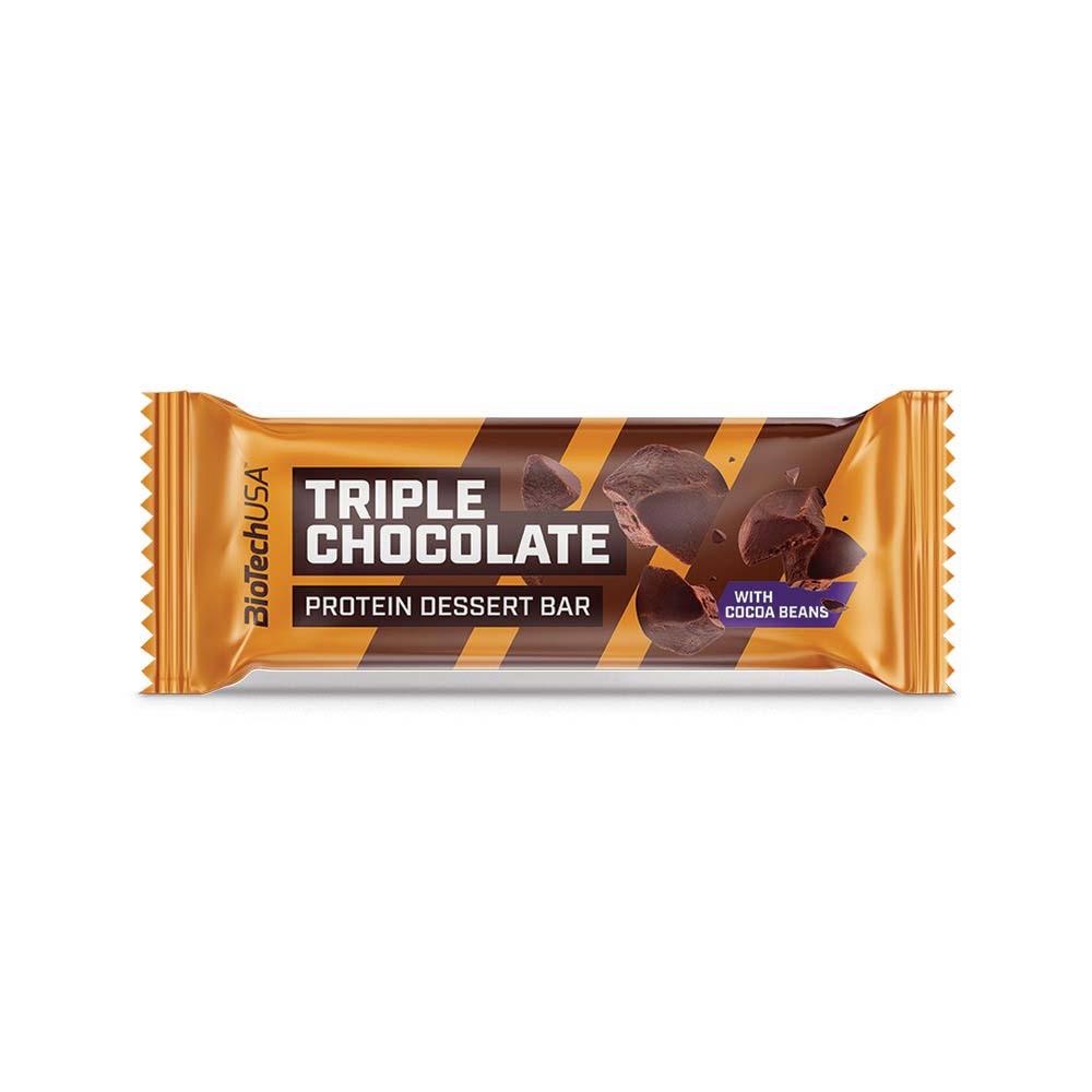 Baton Proteic Fara Gluten Dessert Bar Triple Chocolate 50 grame Bio Tech Usa