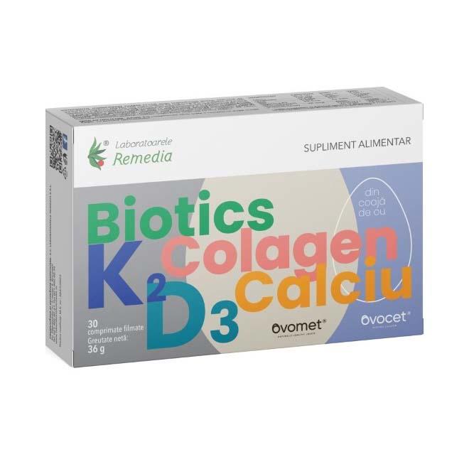 Biotics + K2 + D3 + Colagen + Calciu 30 comprimate Laboratoarele Remedia