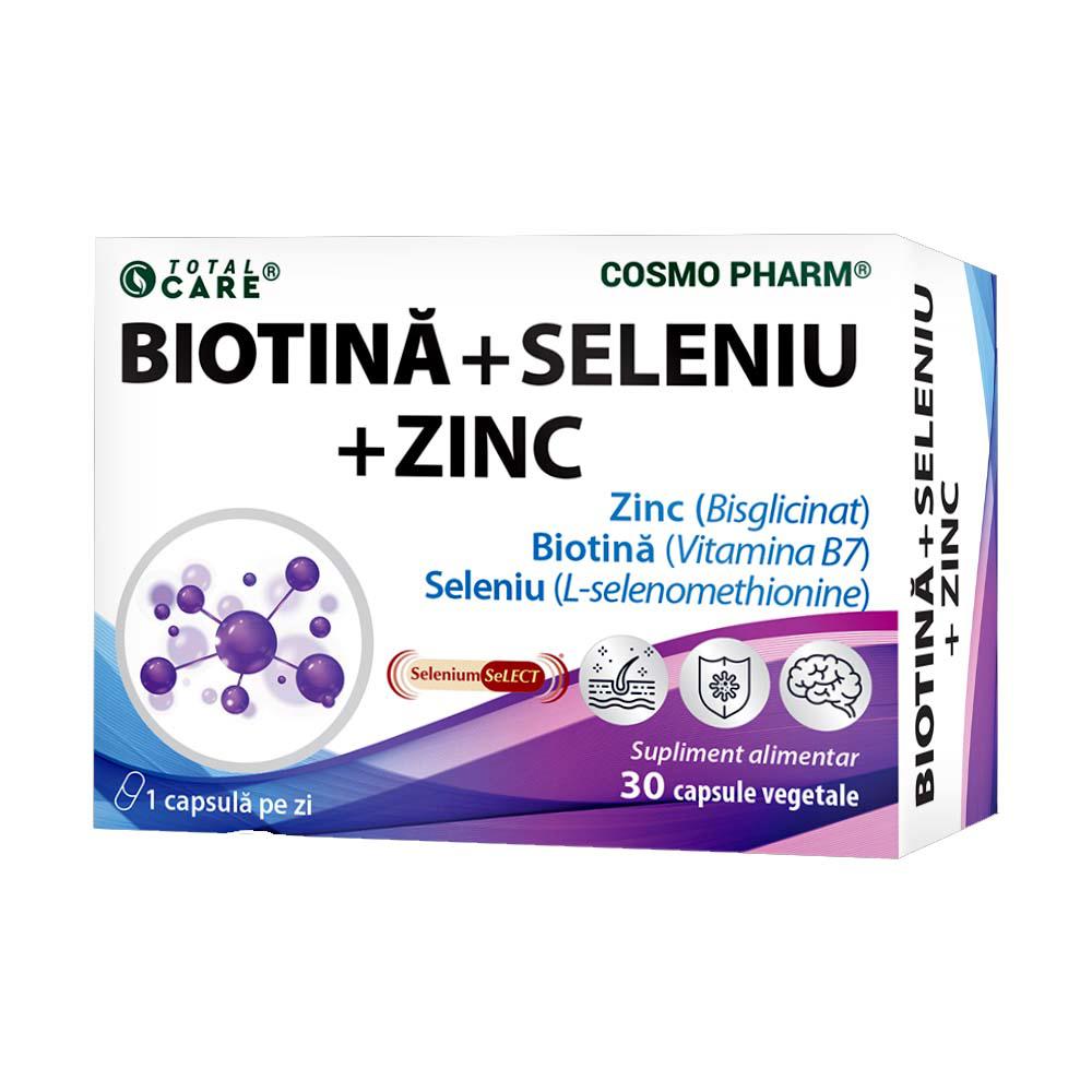 Biotina + Seleniu + Zinc 30 capsule vegetale Cosmopharm