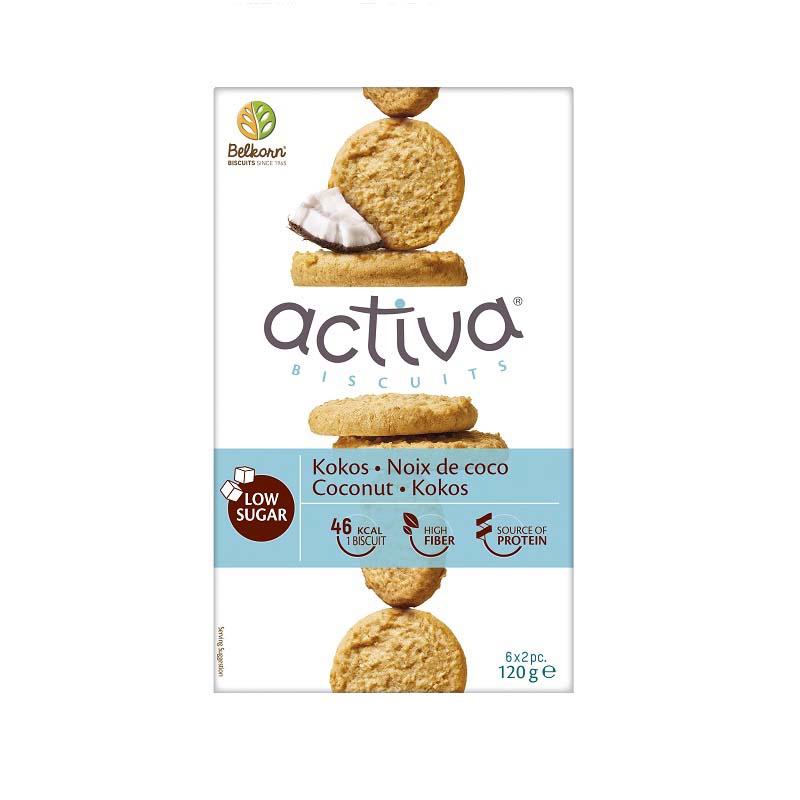 Biscuiti Activa cu Cocos Fara Zahar 120 grame Belkorn