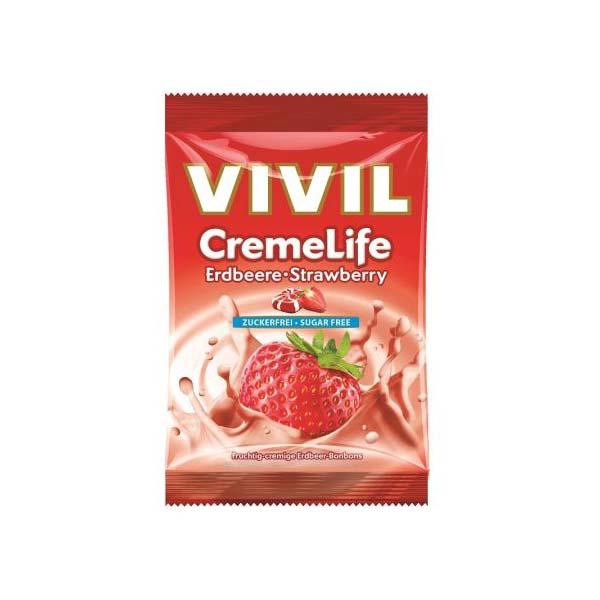 Bomboane Fara Zahar cu Capsuni Creme Life 60 grame Vivil