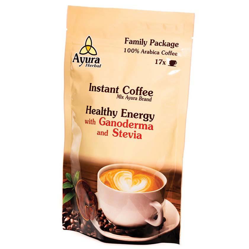 Cafea cu Ganoderma si Stevie Instant Coffee Mix Family 250 grame Ayura Herbal