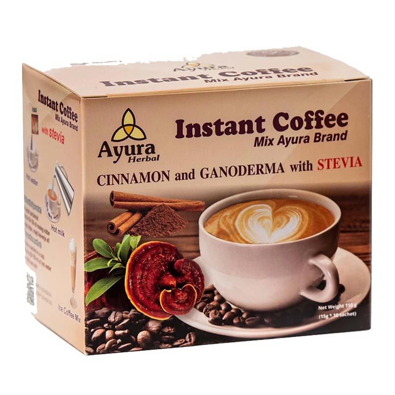 Cafea cu Ganoderma Stevie si Scortisoara Instant Coffee Mix 10 plicuri Ayura Herbal