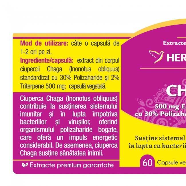 Chaga 60 capsule vegetale Herbagetica