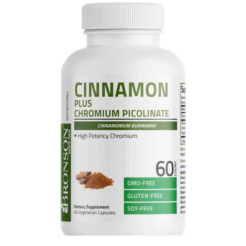 Cinnamon 2000 miligrame Plus Chromium 60 capsule Bronson Laboratories