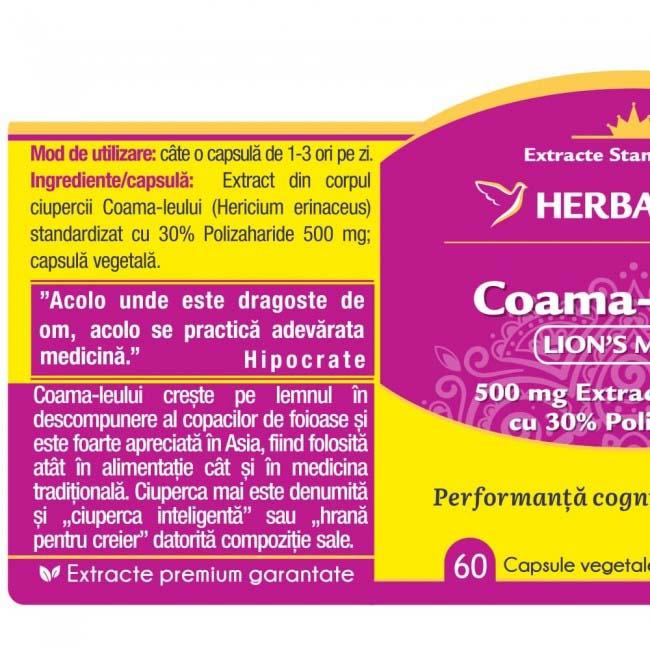 Coama Leului 60 capsule vegetale Herbagetica