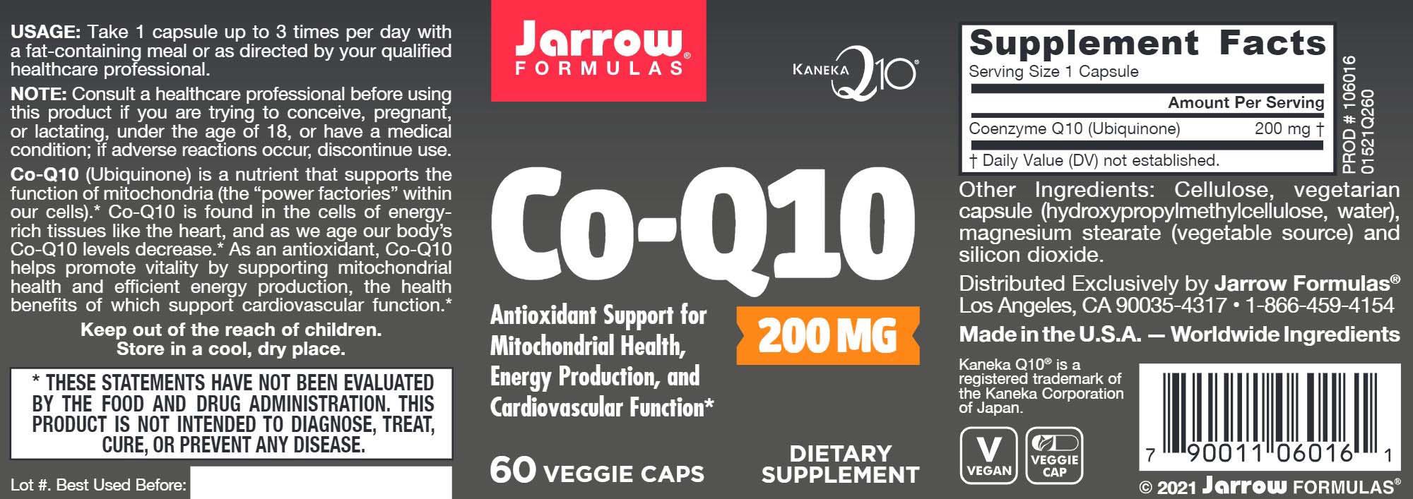 Coenzima Co-Q10 100 miligrame 60 capsule Jarrow Formulas