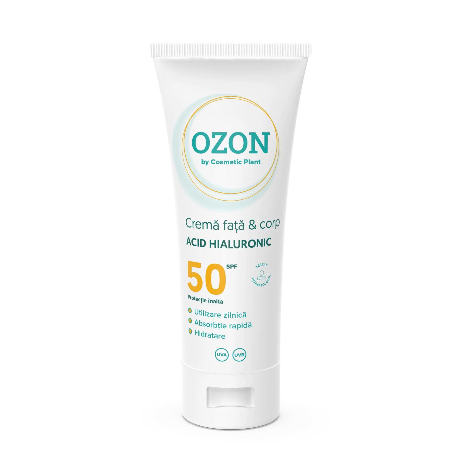 Crema de Fata si Corp cu Acid Hialuronic Ozon SPF 50 100 mililitri Cosmetic Plant