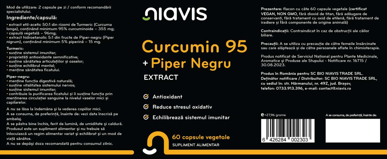 Curcumin 95 + Piper Negru Extract 60 capsule