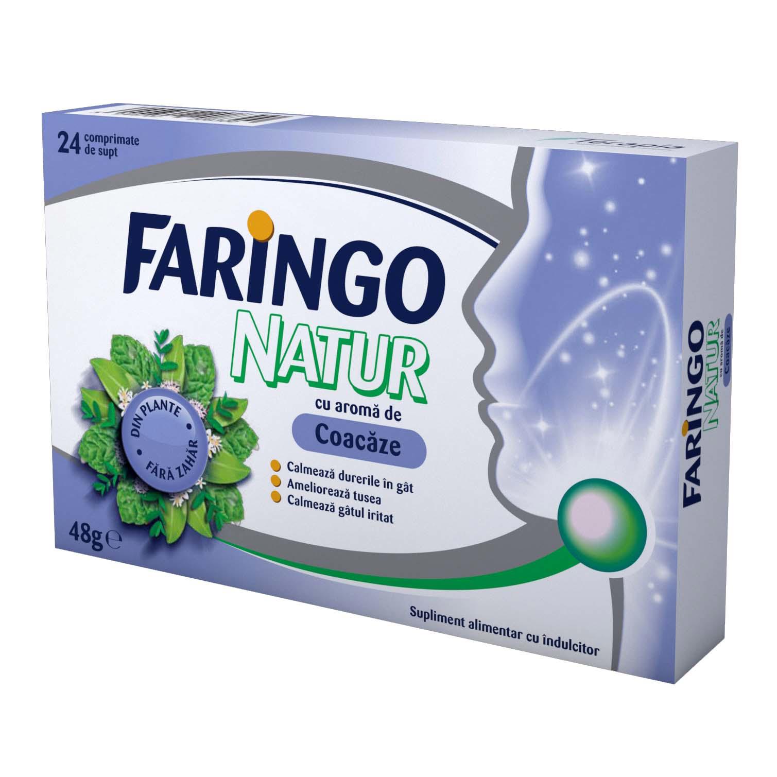 Faringo Natur cu Aroma de Coacaze 24 comprimate Terapia