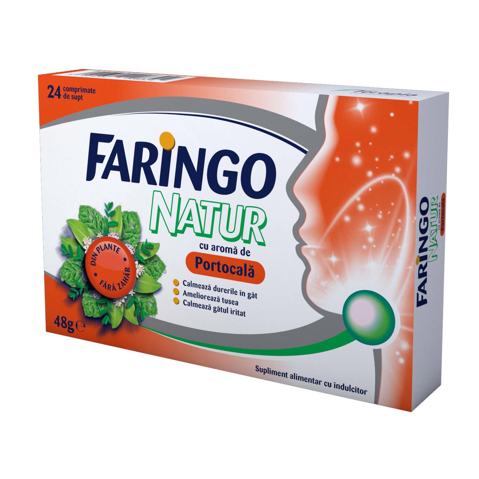 Faringo Natur cu Aroma de Portocale 24 comprimate Terapia