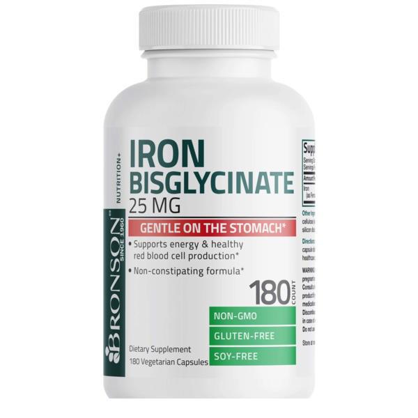 Fier Bisglicinat 25 miligrame 180 capsule vegetale Bronson Laboratories