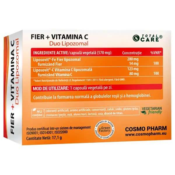 Fier + Vitamina C Duo Lipozomal 30 capsule Cosmopharm