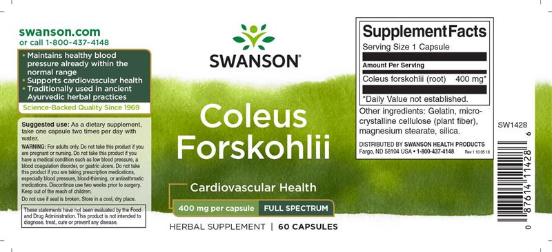 Full Spectrum Coleus Forskohlii 400 miligrame 60 capsule Swanson