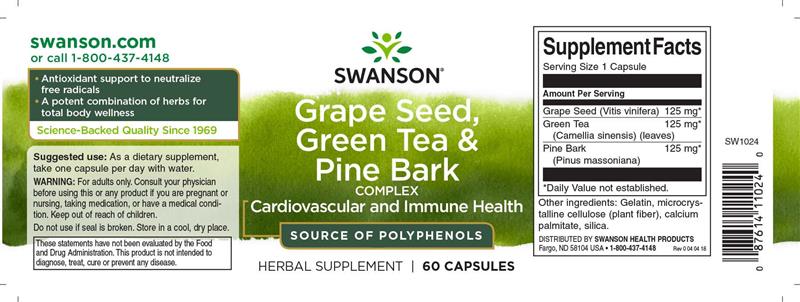 Grape Seed, Green Tea & Pine Bark Complex 60 capsule Swanson