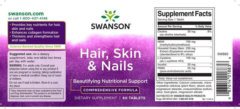 Hair, Skin & Nails 60 capsule Swanson