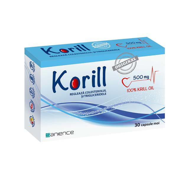 Korill Ulei Pur de Krill 500 miligrame 30 capsule Sanience