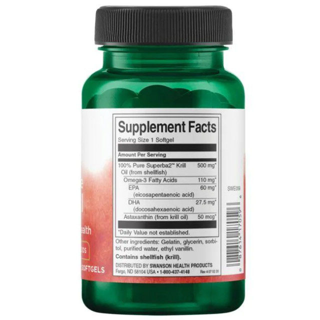 Krill Oil 100% Pure Superba2™ 60 capsule Swanson