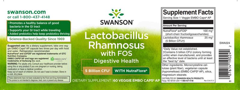 Lactobacillus Rhamnosus With FOS 60 capsule Swanson