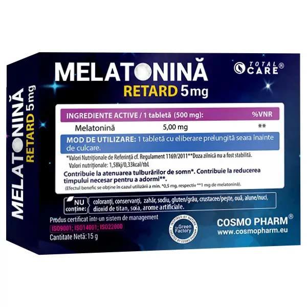 Melatonina Retard 5 miligrame 30 comprimate Cosmo Pharm