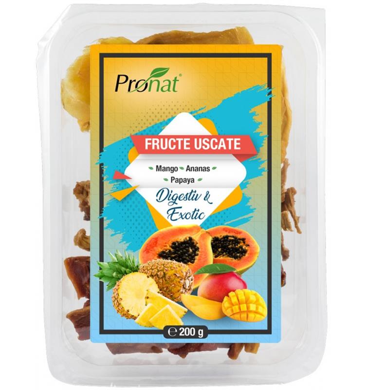 Mix de Fructe Uscate Digestiv si Exotic 200gr Pronat