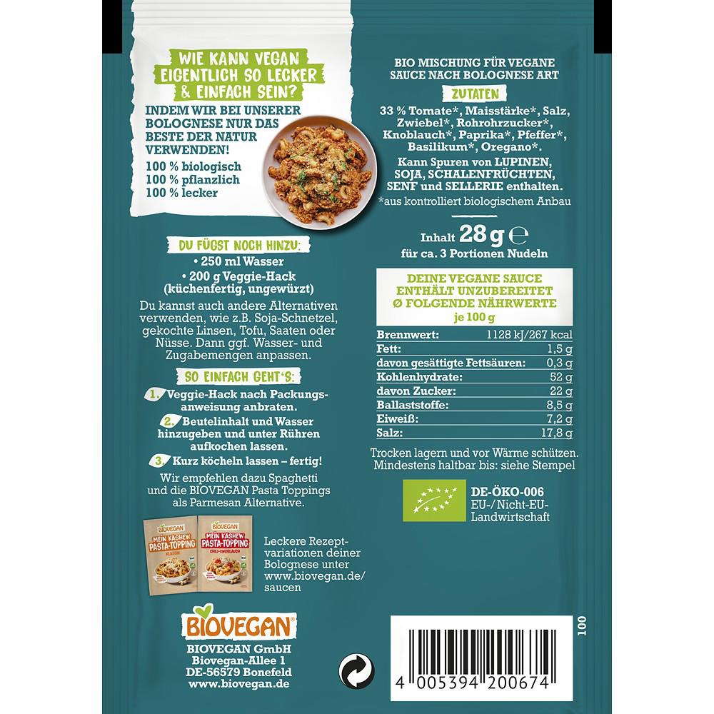 Mix pentru Sos Bolognese Fara Gluten Vegan Eco 28 grame Biovegan