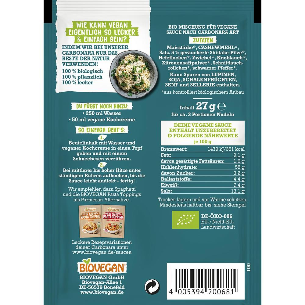 Mix pentru Sos Carbonara Fara Gluten Eco 27 grame Biovegan