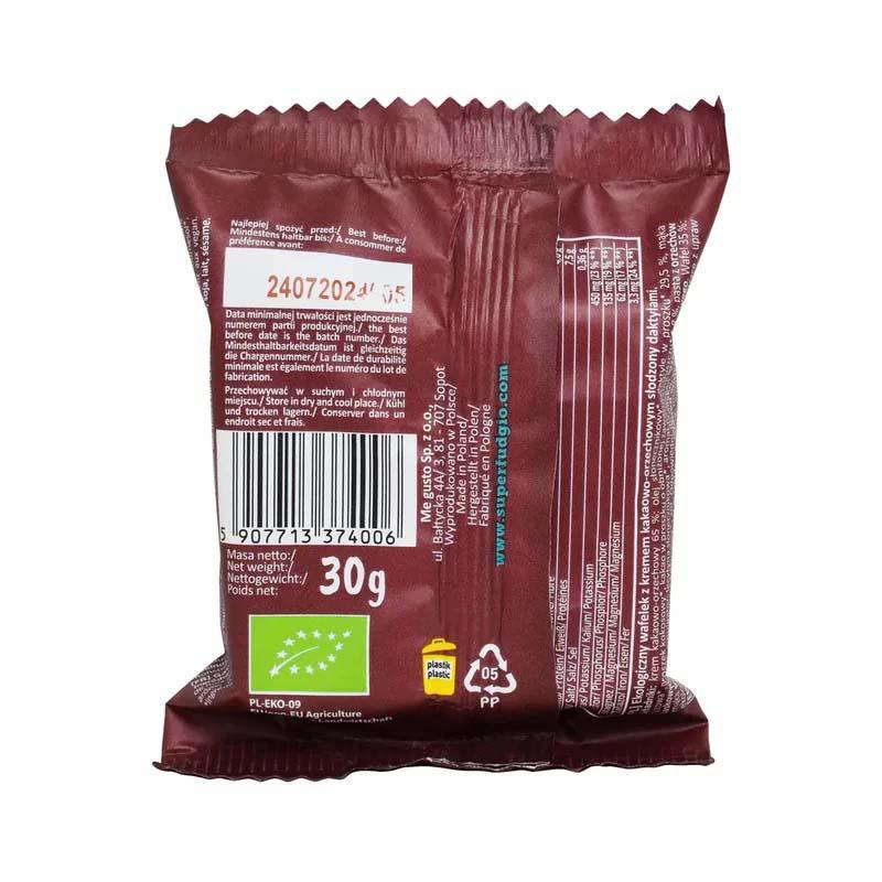 Napolitana cu Cacao si Alune de Padure Indulcite cu Curmale Eco 30 grame Super Fudgio