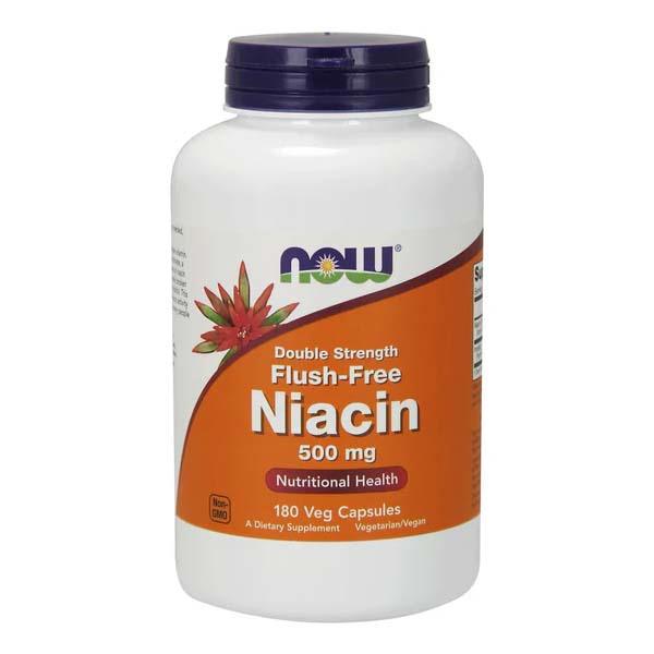 Niacin Vitamina B3 Flush-Free 500 miligrame 180 capsule Double Strength Now Foods