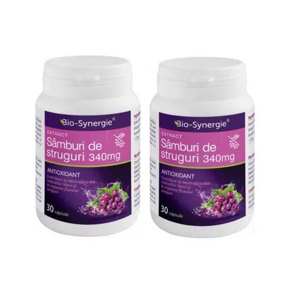 Pachet Extractul de Samburi de Struguri 340 miligrame 30 + 30 capsule Bio Synergie