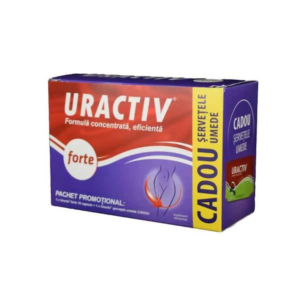 Pachet Uractiv 10 capsule cu Servetele Umede Intime 20 bucati Terapia