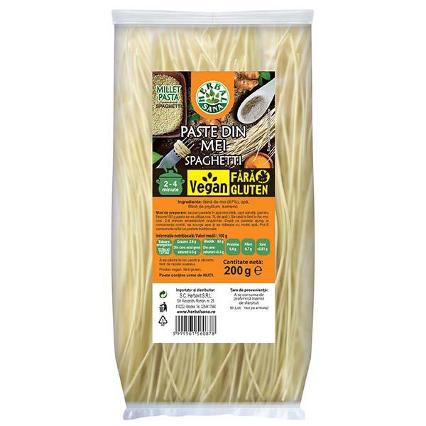 Paste din Mei Spaghetti Vegan Fara Gluten 200 grame Herbal Sana Herbavit