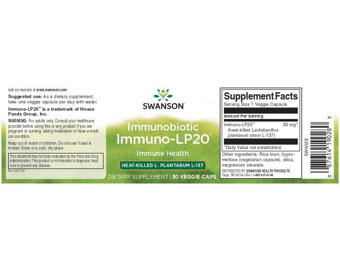 Probiotic Immunobiotic IMMUNO LP20 50 miligrame 30 capsule Swanson