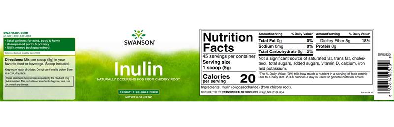 Probiotic Inulin Powder (Inulina) 227 grame Swanson