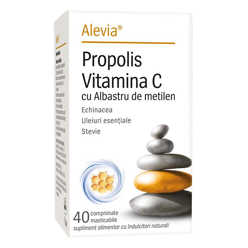 Propolis Vitamina C cu Albastru de Metilen 40 comprimate masticabile Alevia