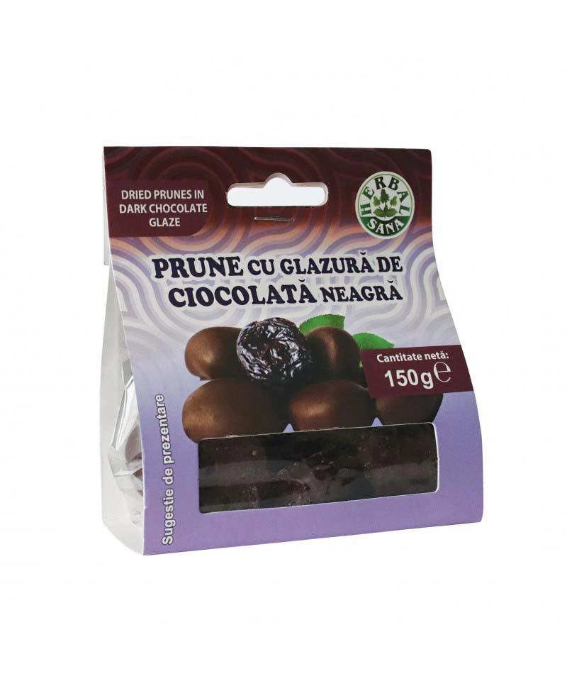 Prune Uscate cu Glazura de Ciocolata Neagra 150 grame Herbal Sana Herbavit