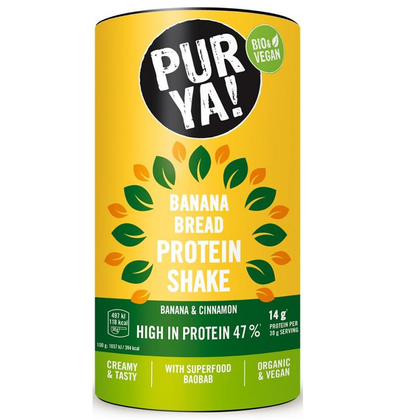 Pulbere pentru Shake Proteic cu Banane si Scortisoara Bio 47% Proteina 480 grame Pur Ya