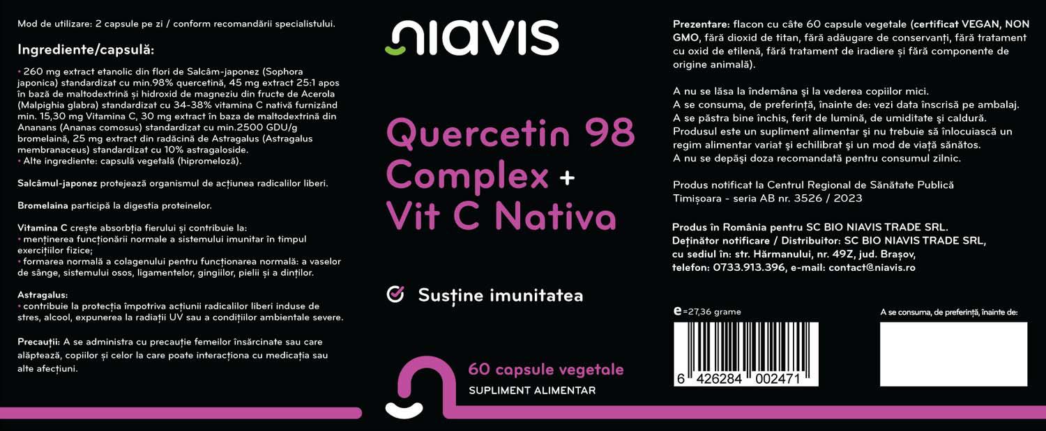 Quercetin 98 Complex + Vit C Nativa 60 capsule Niavis