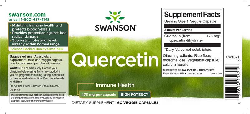 Quercetin High Potency 475 miligrame 60 capsule Swanson