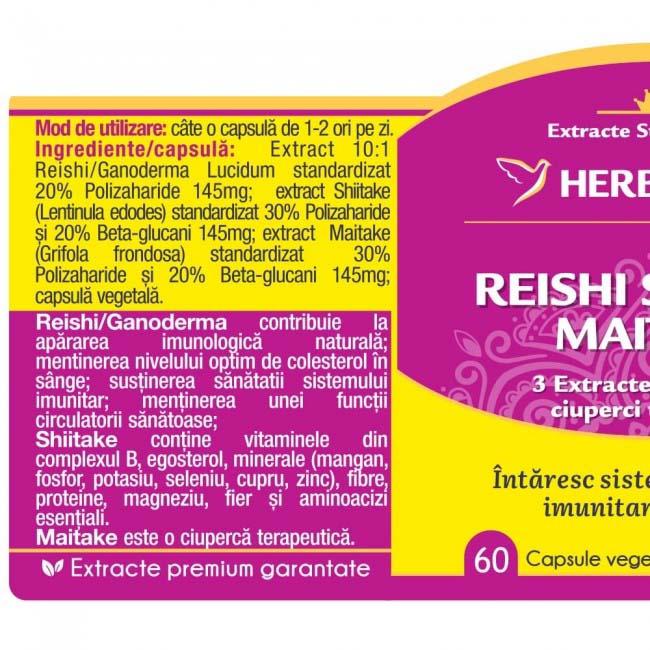 Reishi Shiitake Maitake 60 capsule vegetale Herbagetica